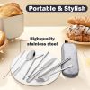 8Pcs Travel Silverware Set with Case Portable Utensils for Lunch Box Silverware Camping Cutlery Brush Stainless Steel Cutlery for Work Office Knife Fo