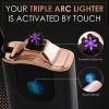 Triple Arc Plasma Lighte Arc Lighter Electric Lighter with LED Lights Windproof Gift Box Card and Cable Included