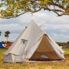 4-5 Person Mongolian Tent, Glamping Tent with Cool Ventilation Mosquito Net Doors & Windows, Outdoor Waterproof Oxford Yurt Tent/Dome Tent for Family